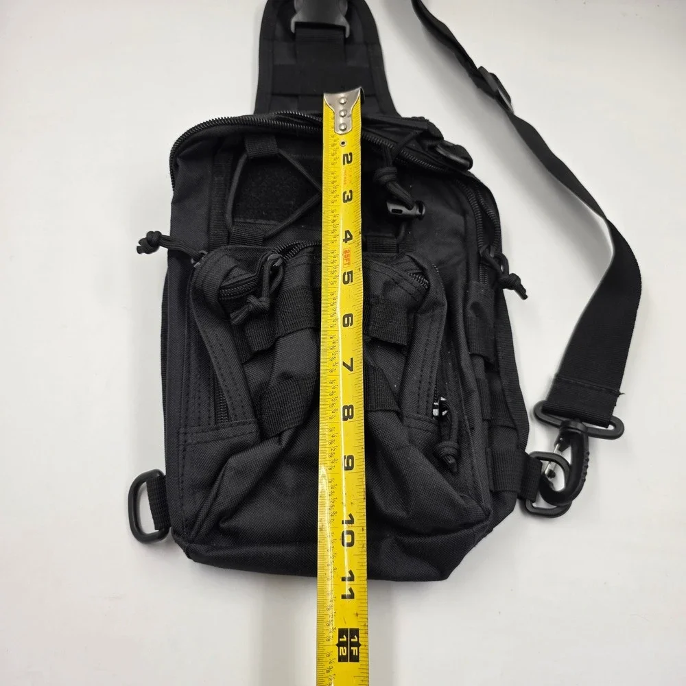 Black Tactical Sling Bag MOLLE Messenger Shoulder Pack Utility EDC Gear